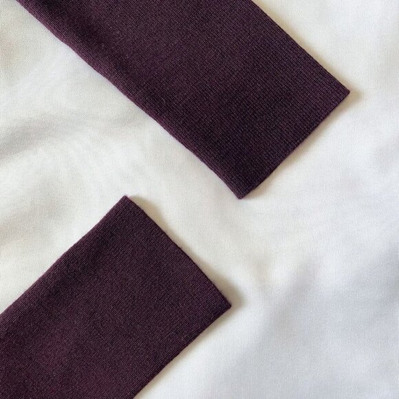 ALLSAINTS LIBBY PLUM 100% MERINO WOOL CONTRAST CHIFFON HEM SWEATER TOP - XS - Picture 8 of 11